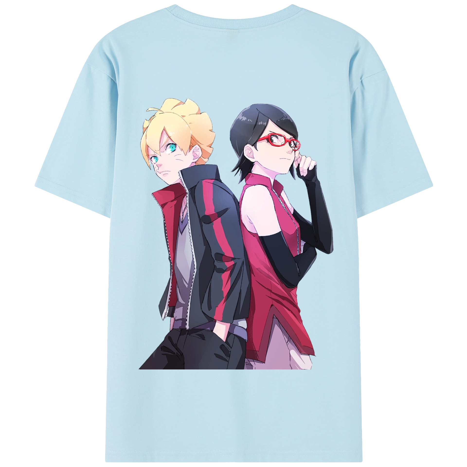 （画像用） NARUTO -ナルト- うちは サラダ Uchiha Sarada 綿100％半袖Tシャツ（背面プリント）